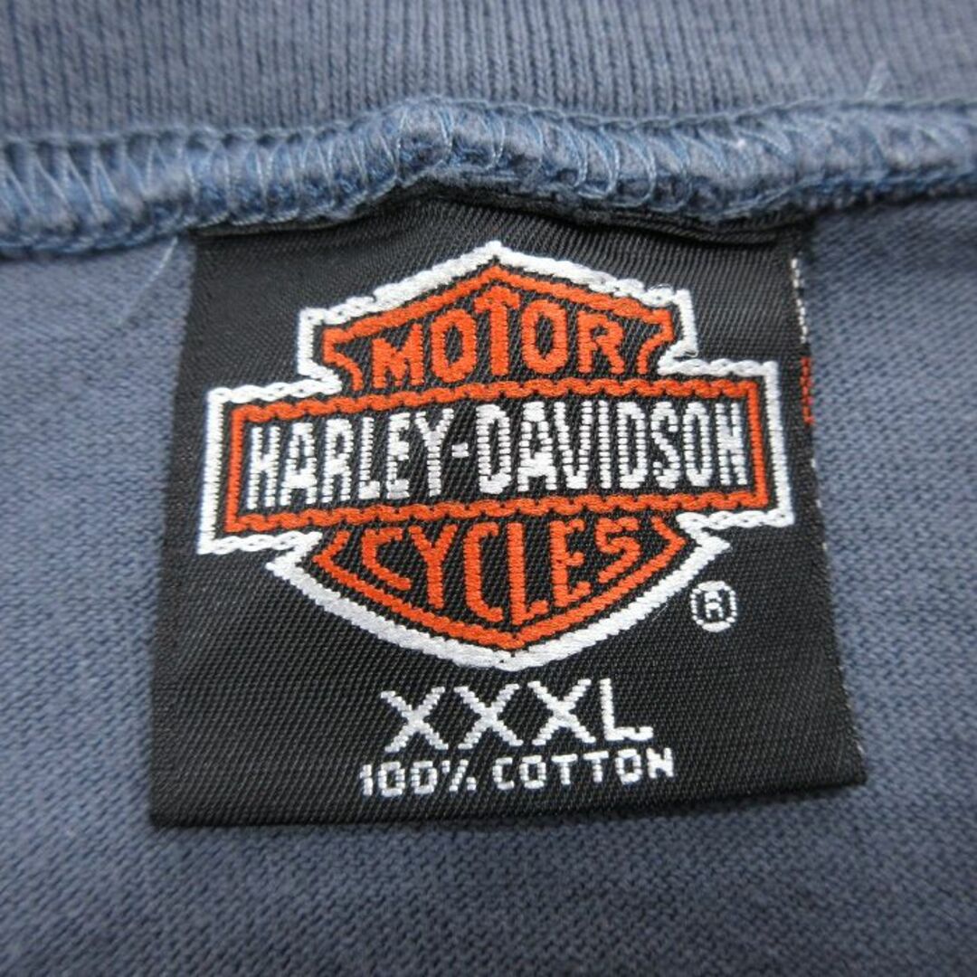 Harley Davidson(ハーレーダビッドソン)のXL★古着 ハーレーダビッドソン Harley Davidson 半袖 ビンテージ Tシャツ メンズ 00年代 00s ペンシルベニア 胸ポケット付き 大きいサイズ ロング丈 コットン ヘンリーネック USA製 薄紺 ネイビー 24apr12 中古 メンズのトップス(Tシャツ/カットソー(半袖/袖なし))の商品写真