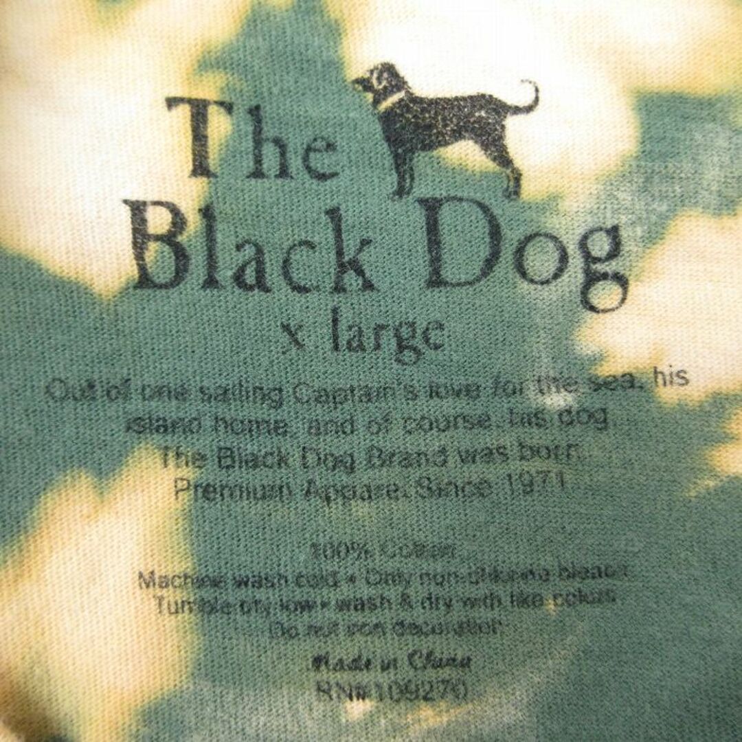 XL★古着 半袖 Tシャツ メンズ 犬 The Black Dogs 大きいサイズ コットン クルーネック 緑他 グリーン タイダイ 24apr12 中古 メンズのトップス(Tシャツ/カットソー(半袖/袖なし))の商品写真