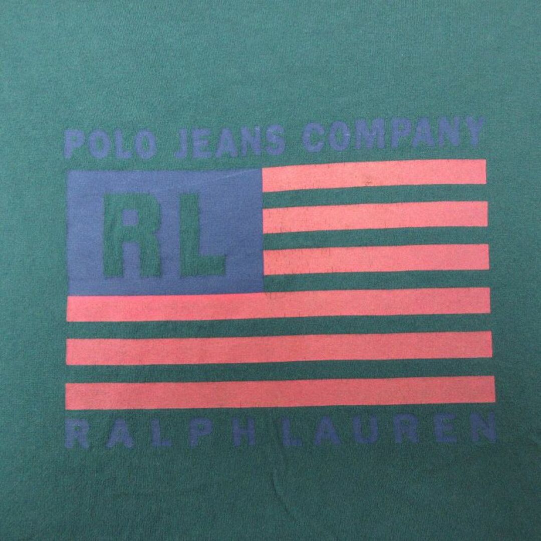 Ralph Lauren(ラルフローレン)のL★古着 ラルフローレン Ralph Lauren ポロジーンズ 半袖 ブランド Tシャツ メンズ ビッグロゴ コットン クルーネック 緑 グリーン 24apr12 中古 メンズのトップス(Tシャツ/カットソー(半袖/袖なし))の商品写真