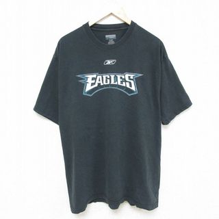 フィラ(FILA)のXL★古着 リーボック REEBOK 半袖 ブランド Tシャツ メンズ NFL フィラデルフィアイーグルス コットン クルーネック 濃緑 グリーン アメフト スーパーボウル 24apr12 中古(Tシャツ/カットソー(半袖/袖なし))