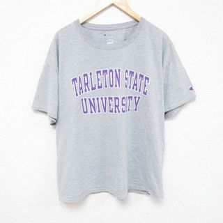 チャンピオン(Champion)のXL★古着 チャンピオン Champion 半袖 ブランド Tシャツ メンズ タールトン 大学 大きいサイズ クルーネック グレー 霜降り 24apr12 中古(Tシャツ/カットソー(半袖/袖なし))