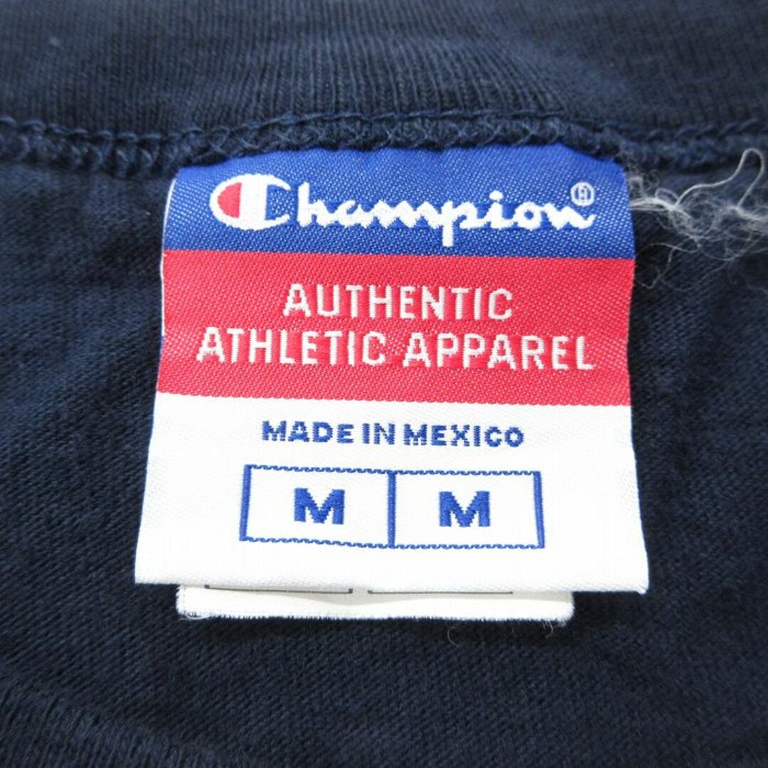 Champion(チャンピオン)のL★古着 チャンピオン champion 半袖 ビンテージ Tシャツ メンズ 00年代 00s ワンポイントロゴ コットン クルーネック 濃紺 ネイビー 24apr12 中古 メンズのトップス(Tシャツ/カットソー(半袖/袖なし))の商品写真