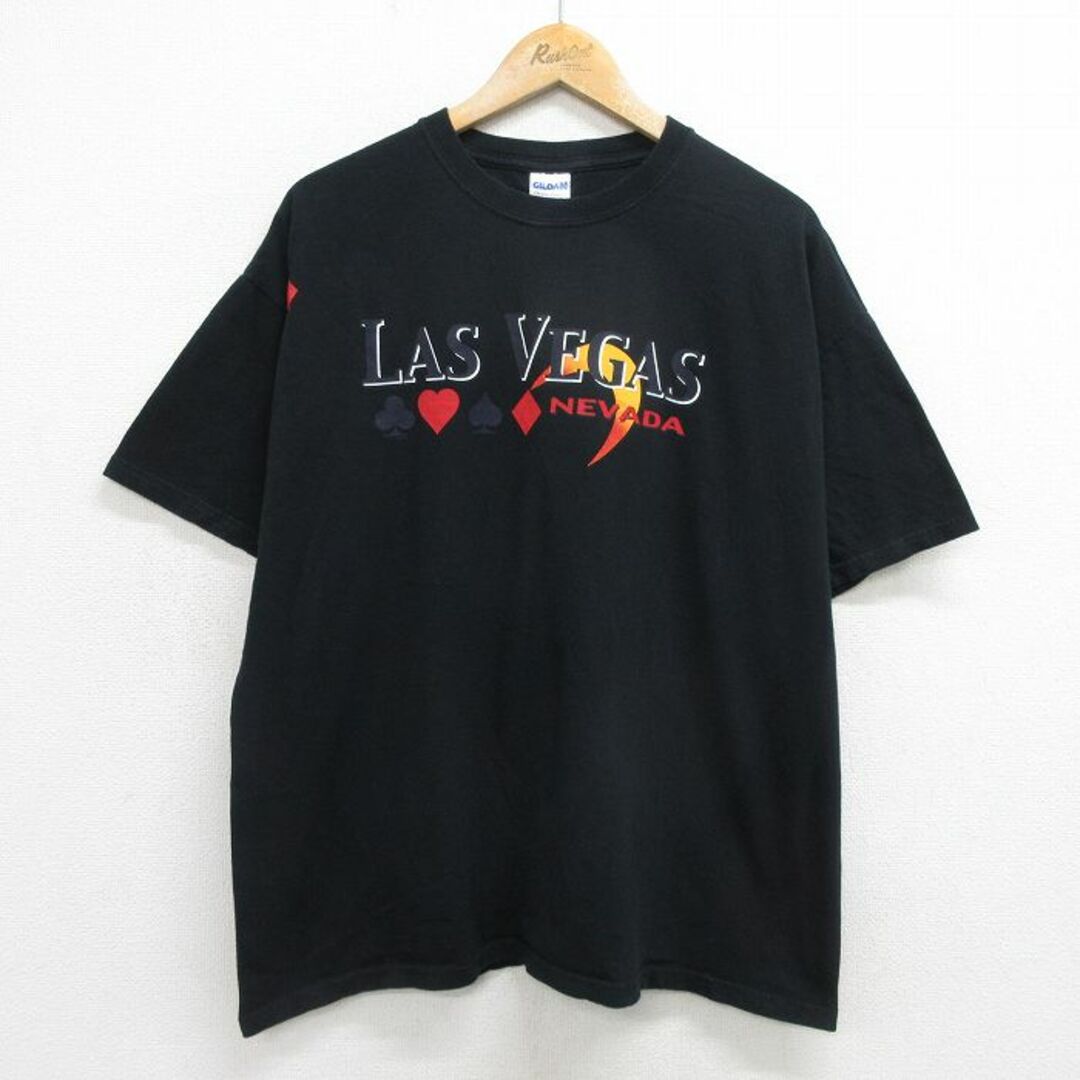 XL★古着 半袖 ビンテージ Tシャツ メンズ 00年代 00s ラスベガス トランプ 大きいサイズ コットン クルーネック 黒 ブラック 24apr12 中古 メンズのトップス(Tシャツ/カットソー(半袖/袖なし))の商品写真