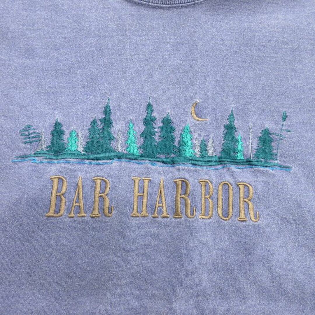 FRUIT OF THE LOOM(フルーツオブザルーム)のXL★古着 フルーツオブザルーム 半袖 ビンテージ Tシャツ メンズ 90年代 90s BAR HARBOR 刺繍 大きいサイズ コットン クルーネック USA製 紺系 ネイビー 24apr12 中古 メンズのトップス(Tシャツ/カットソー(半袖/袖なし))の商品写真