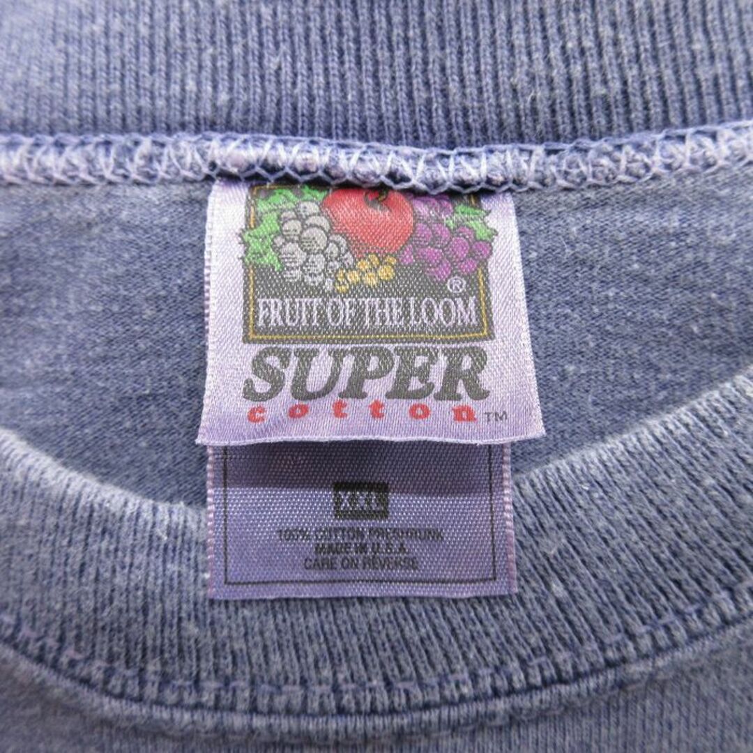 FRUIT OF THE LOOM(フルーツオブザルーム)のXL★古着 フルーツオブザルーム 半袖 ビンテージ Tシャツ メンズ 90年代 90s BAR HARBOR 刺繍 大きいサイズ コットン クルーネック USA製 紺系 ネイビー 24apr12 中古 メンズのトップス(Tシャツ/カットソー(半袖/袖なし))の商品写真