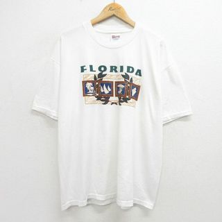 ヘインズ(Hanes)のXL★古着 ヘインズ Hanes 半袖 ビンテージ Tシャツ メンズ 00年代 00s フロリダ 大きいサイズ クルーネック 白 ホワイト 24apr12 中古(Tシャツ/カットソー(半袖/袖なし))