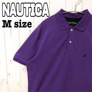 ノーティカ(NAUTICA)のNAUTICA ノーティカ ポロシャツ 半袖 紫 M 刺繍 ワンポイントロゴ古着(ポロシャツ)