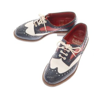 【中古】トリッカーズ Tricker's Bowood コンビ ウイングチップ ドレスシューズ ネイビーxホワイト×レッド【サイズ6】【メンズ】(ドレス/ビジネス)