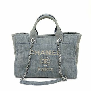 CHANEL - シャネル CHANEL ドーヴィル スモール ショッピングバッグ デニム ブルー トートバッグ 2WAY Sランク 【中古】