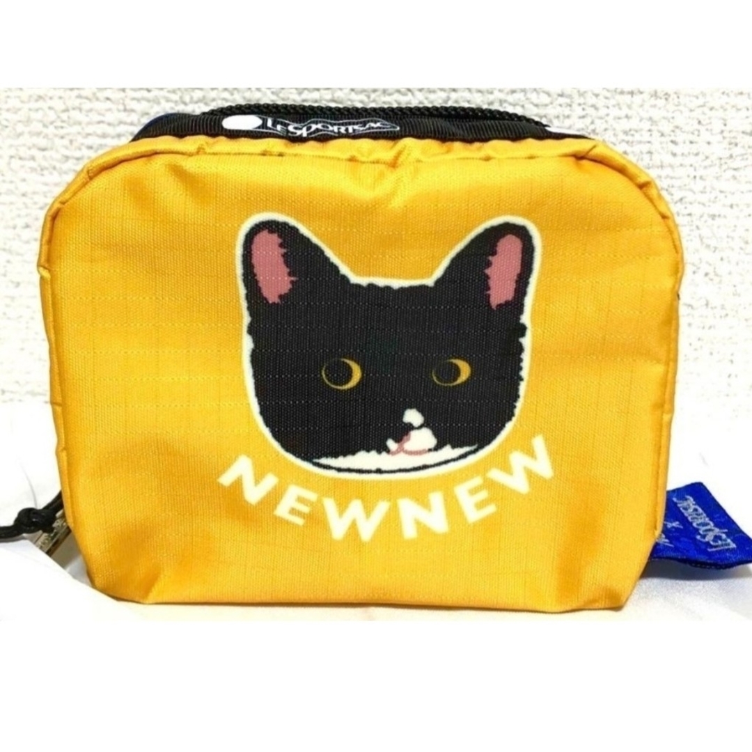 LeSportsac(レスポートサック)の新品 レスポートサック newnew ミニポーチ（黄／青）猫 ねこ レディースのファッション小物(ポーチ)の商品写真