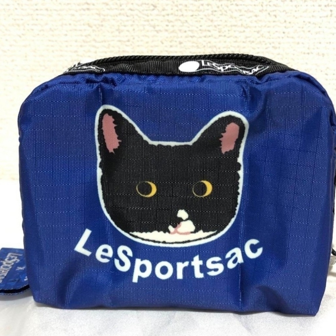 LeSportsac(レスポートサック)の新品 レスポートサック newnew ミニポーチ（黄／青）猫 ねこ レディースのファッション小物(ポーチ)の商品写真