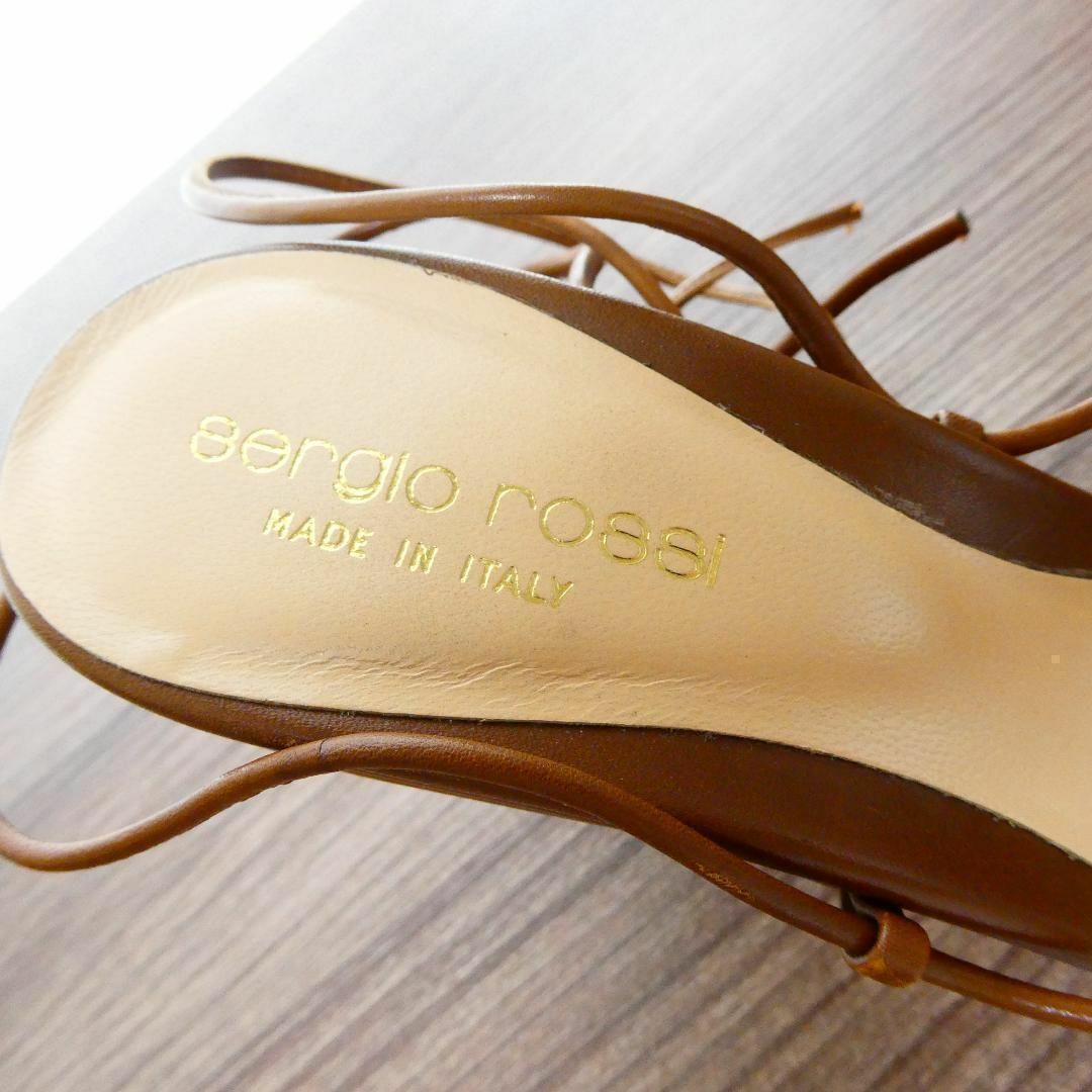 Sergio Rossi(セルジオロッシ)の未使用級 セルジオロッシ レザー ビジュー アンクルストラップ サンダル レディースの靴/シューズ(サンダル)の商品写真