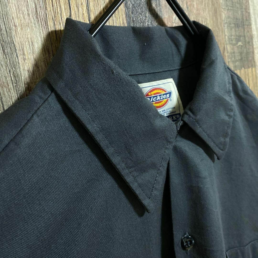 Dickies(ディッキーズ)のディッキーズ グレー 無地 L ワークシャツ 長袖 アメカジ USA古着 L メンズのトップス(シャツ)の商品写真