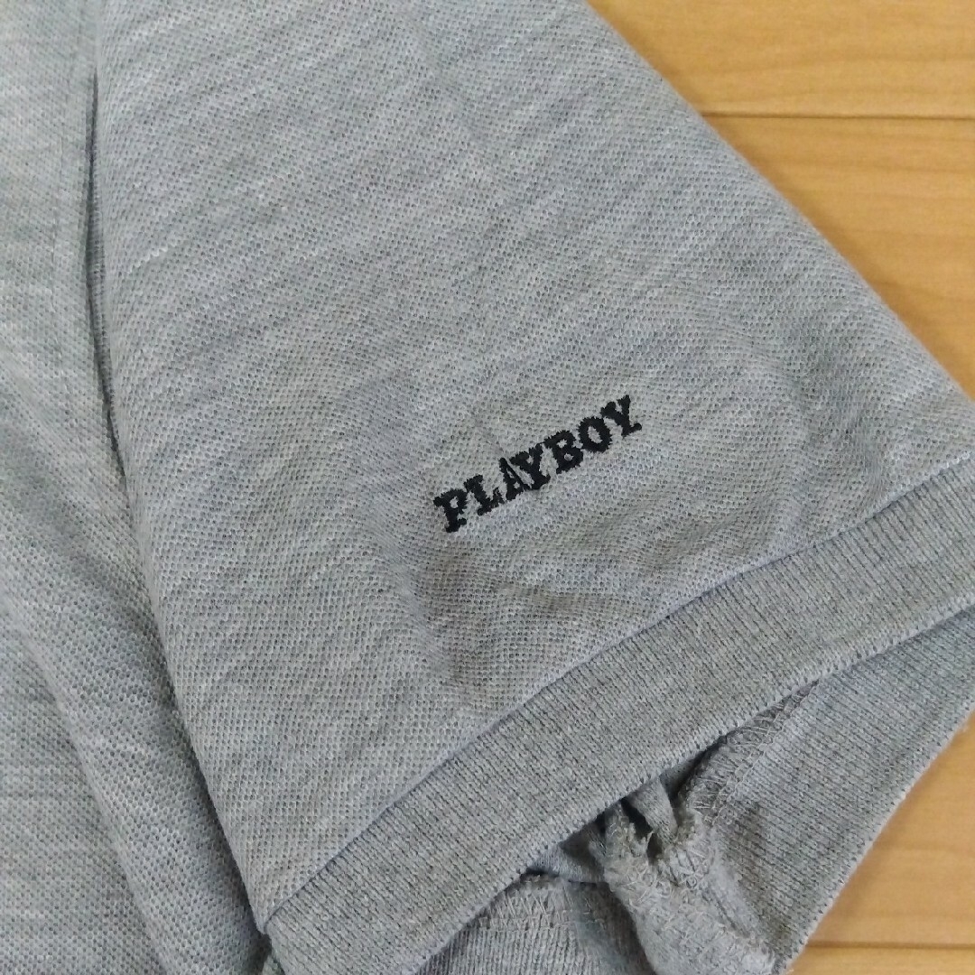 PLAYBOY(プレイボーイ)のM　プレイボーイ　新品　半袖ポロシャツ　メンズ　ゴルフウェア　グレー メンズのトップス(ポロシャツ)の商品写真