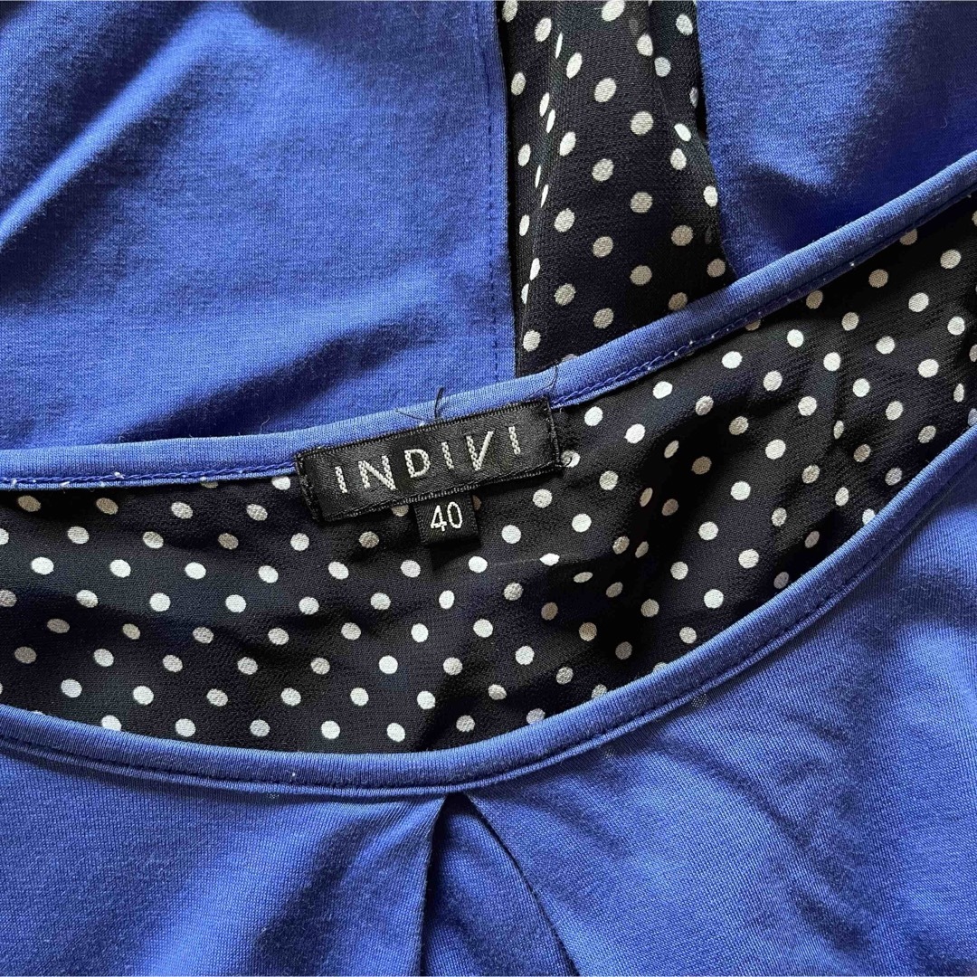 INDIVI プルオーバー ドッド ブルー 半袖 INDIVI プルオーバー ドッド ブルー 半袖