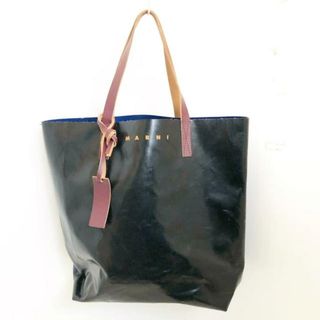 マルニ(Marni)のMARNI(マルニ) トートバッグ トライベッカ SHMQ0000A3 P3572 黒×ネイビー×ダークブラウン PVC(塩化ビニール)(トートバッグ)