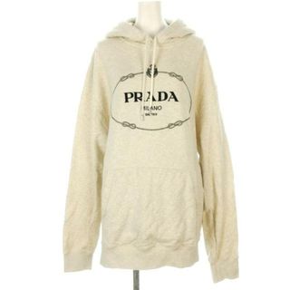 PRADA - PRADA(プラダ) パーカー サイズXL レディース コットンフリース フーディー UJL24B アイボリー×黒 23AW/長袖/ロゴ/刺繍/プルオーバー 綿、エラスティン