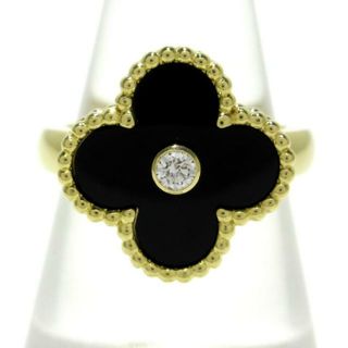 ヴァンクリーフアンドアーペル(Van Cleef & Arpels)のVanCleef & Arpels(ヴァンクリーフ&アーペル) リング 52美品  ヴィンテージアルハンブラ VCARA41054 K18YG×ダイヤモンド×オニキス 1Pダイヤ/約0.06カラット(リング(指輪))