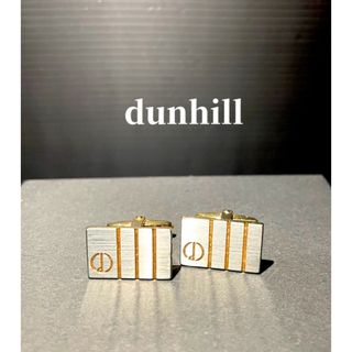 ダンヒル(Dunhill)の【ダンヒルロゴ3本線】k004 ダンヒル　カフスリンクスdunhill ゴールド(カフリンクス)