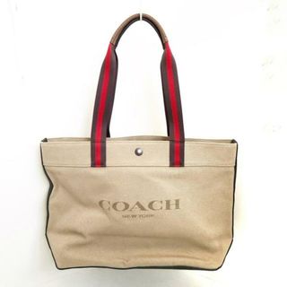 コーチ(COACH)のCOACH(コーチ) トートバッグ - C8221 ベージュ×黒×レッド キャンバス(トートバッグ)