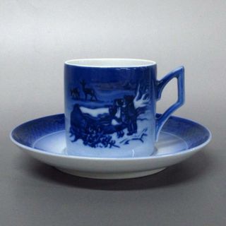 ロイヤルコペンハーゲン(ROYAL COPENHAGEN)のROYAL COPENHAGEN(ロイヤルコペンハーゲン) カップ&ソーサー新品同様  - ネイビー×ブルーグレー 陶器(グラス/カップ)