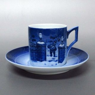 ロイヤルコペンハーゲン(ROYAL COPENHAGEN)のROYAL COPENHAGEN(ロイヤルコペンハーゲン) カップ&ソーサー新品同様  - ネイビー×ブルーグレー 陶器(グラス/カップ)