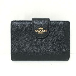 コーチ(COACH)のCOACH(コーチ) 2つ折り財布美品  ミディアム コーナー ジップ ウォレット 6390 黒 レザー(財布)