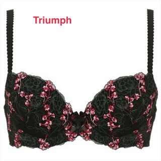 トリンプ(Triumph)のTriumph トリンプ 花柄刺繍ブラジャー C75ブラック 定価2,750円(ブラ)