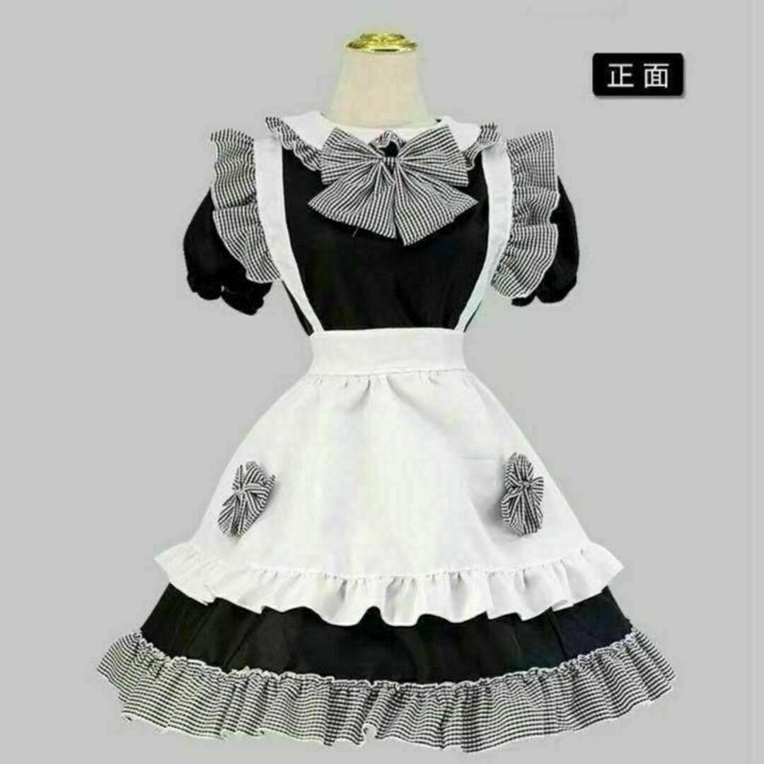 【新品未使用】メイド服　ニーハイソックス付き　モノトーン　フリル　コスプレ レディースのレディース その他(その他)の商品写真