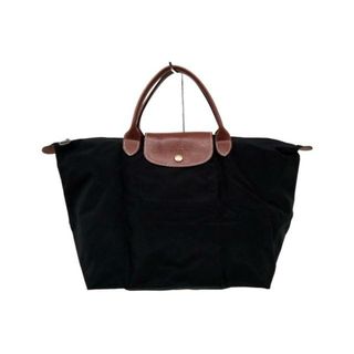 ロンシャン(LONGCHAMP)のLONGCHAMP(ロンシャン) ハンドバッグ ル・プリアージュオリジナル 黒×ブラウン 折りたたみ ナイロン×レザー(ハンドバッグ)