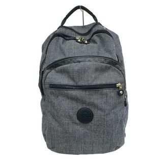 キプリング(kipling)のKipling(キプリング) リュックサック - グレー×白×ダークグレー ナイロン×レザー(リュック/バックパック)