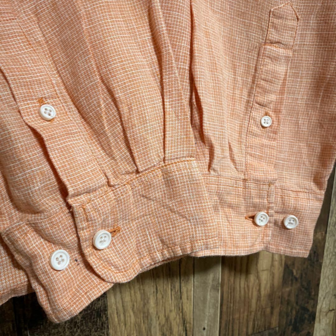 メンズ カジュアル ピーチオレンジ 長袖 シャツ ビッグサイズ USA古着 XL メンズのトップス(シャツ)の商品写真
