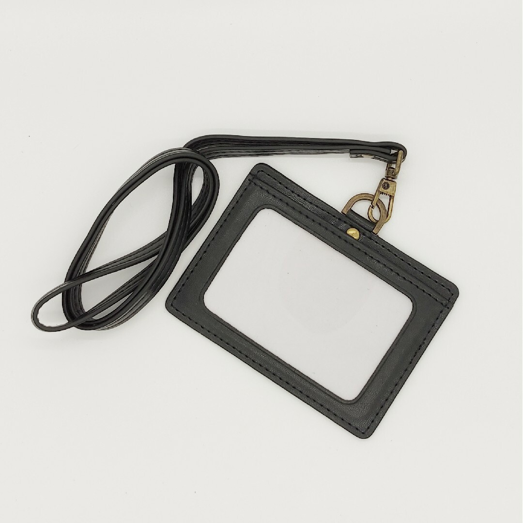 社員証 ネームホルダー IDカードホルダー パスケース ネックストラップ 黒 黒 レディースのファッション小物(パスケース/IDカードホルダー)の商品写真