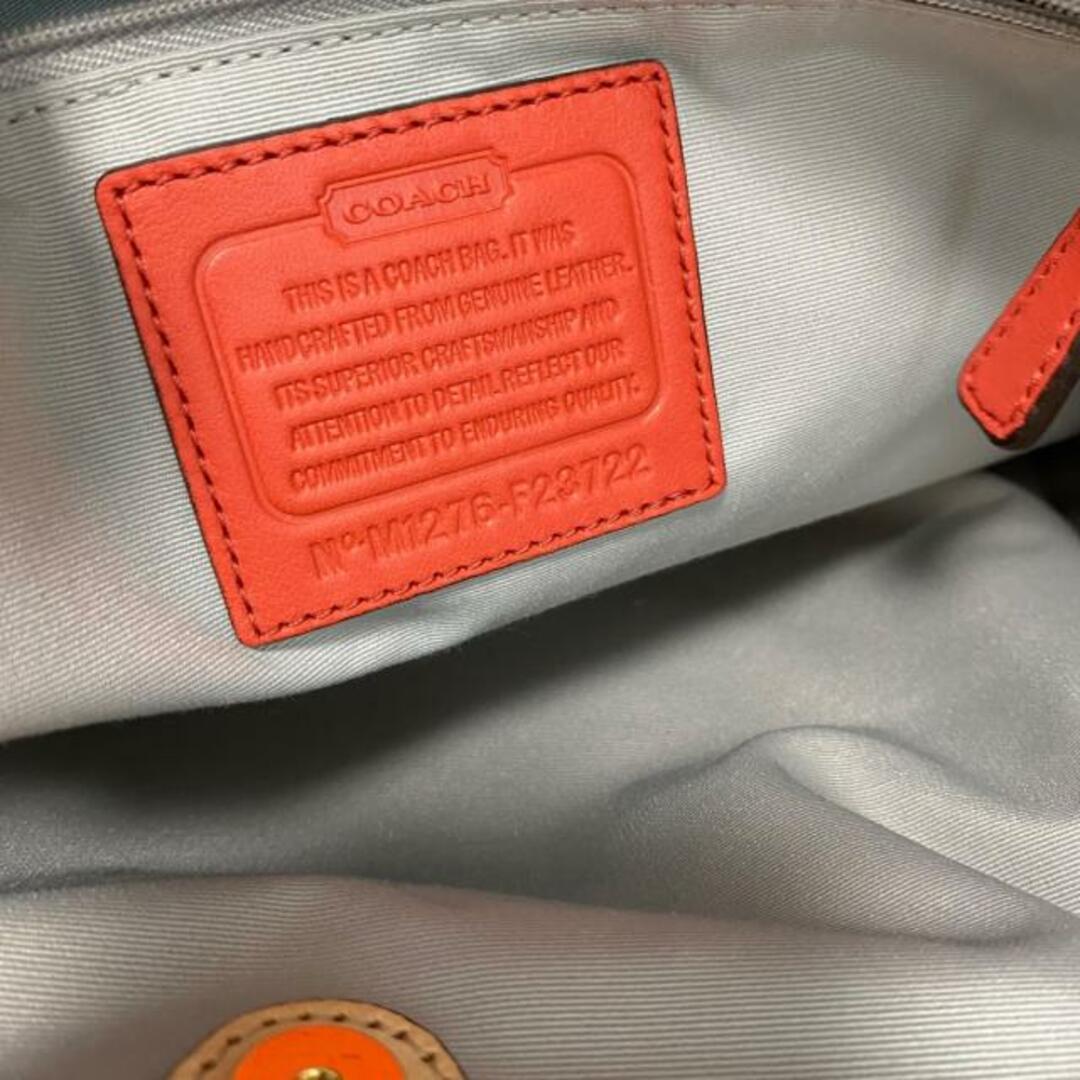 COACH(コーチ)のCOACH(コーチ) ショルダーバッグ ペイトン エンボスド パテント フレームド ショッパー F23722 オレンジ×ライトブラウン エナメル（レザー）×レザー レディースのバッグ(ショルダーバッグ)の商品写真