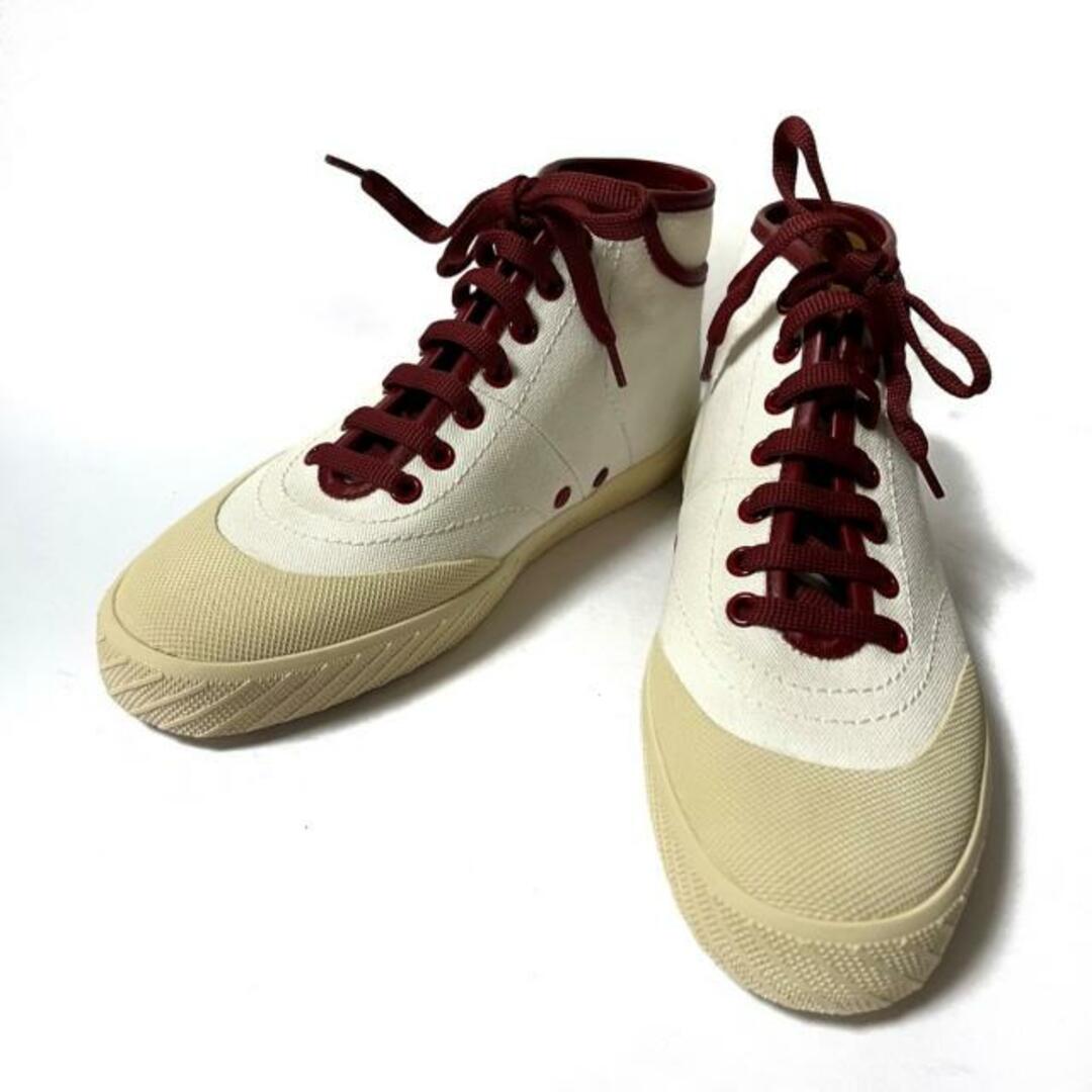 Bally(バリー)のBALLY(バリー) スニーカー 37 レディース美品  - 白×ボルドー×マルチ ハイカット キャンバス×レザー レディースの靴/シューズ(スニーカー)の商品写真