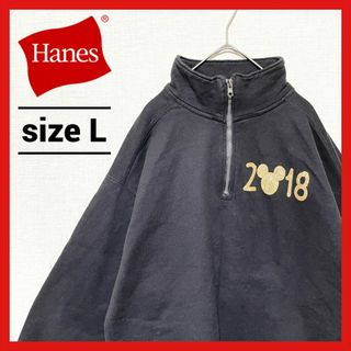 ヘインズ(Hanes)の90s 古着 ヘインズ ハーフジップ トレーナー オーバーサイズ L (スウェット)