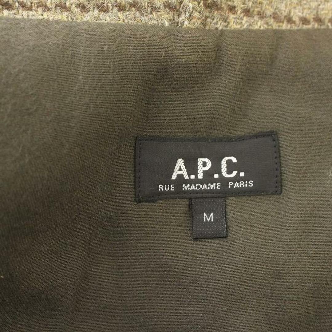 A.P.C(アーペーセー)のA.P.C. ウール フードジャケット チェック エルボーパッチ M ベージュ メンズのジャケット/アウター(ブルゾン)の商品写真