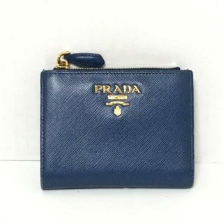 プラダ(PRADA)のPRADA(プラダ) 2つ折り財布 - 1ML023 ブルー パスケース入れあり サフィアーノメタルレザー(財布)