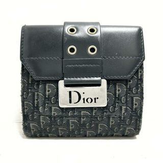 クリスチャンディオール(Christian Dior)のDIOR/ChristianDior(ディオール/クリスチャンディオール) Wホック財布 ストリートシック 黒×ライトブラウン×シルバー ジャガード×レザー(財布)