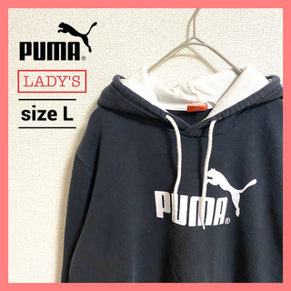 PUMA - 90s 古着 プーマ パーカー ビッグロゴ ゆるダボ レディースL 