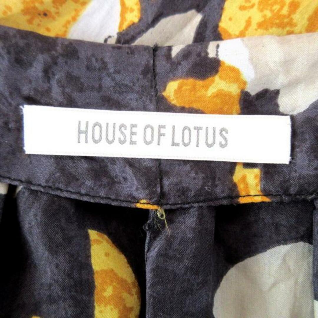 HOUSE OF LOTUS(ハウス オブ ロータス) ワンピース サイズM レディース - オレンジ×黒×カーキ クルーネック/長袖/ひざ丈/シルク レディースのワンピース(その他)の商品写真