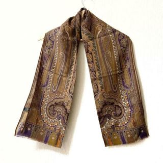 エトロ(ETRO)のETRO(エトロ) ストール(ショール) - ブラウン×パープル×マルチ ペイズリー柄 ウール×シルク(マフラー/ショール)