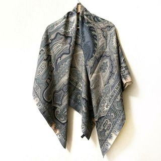 エトロ(ETRO)のETRO(エトロ) ストール(ショール) - ダークグリーン×ダークグレー×マルチ ペイズリー柄 ウール×シルク(マフラー/ショール)