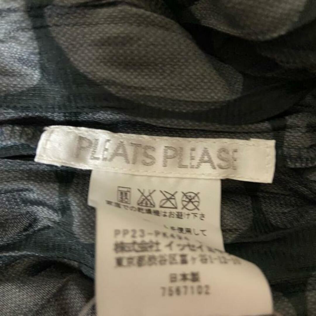 PLEATS PLEASE ISSEY MIYAKE(プリーツプリーズイッセイミヤケ)のPLEATS PLEASE(プリーツプリーズ) 半袖カットソー サイズ3 L レディース - 黒×ダークグレー クルーネック/ドット柄/シワ加工 レディースのトップス(カットソー(半袖/袖なし))の商品写真