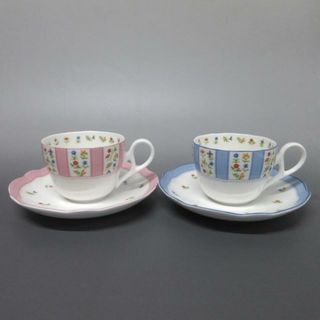 ノリタケ(Noritake)のNoritake(ノリタケ) カップ&ソーサー新品同様  白×ピンク×ライトブルー 花柄 陶器(グラス/カップ)