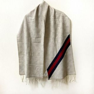 グッチ(Gucci)のGUCCI(グッチ) マフラー美品  - アイボリー×ベージュ×マルチ GG柄 ウール(マフラー/ショール)