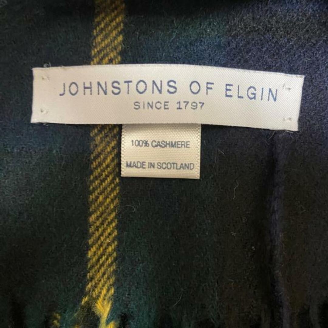 Johnstons(ジョンストンズ)のjohnstons of elgin(ジョンストンズ) ストール(ショール) - ダークグリーン×イエロー×マルチ チェック柄 カシミヤ レディースのファッション小物(マフラー/ショール)の商品写真