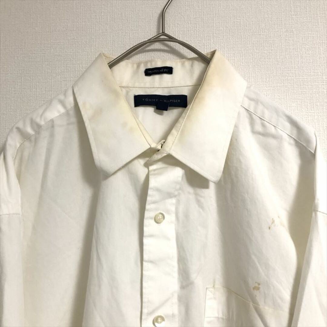 TOMMY HILFIGER(トミーヒルフィガー)の90s 古着 トミーヒルフィガー 長袖シャツ 白シャツ ゆるダボ XL  メンズのトップス(シャツ)の商品写真