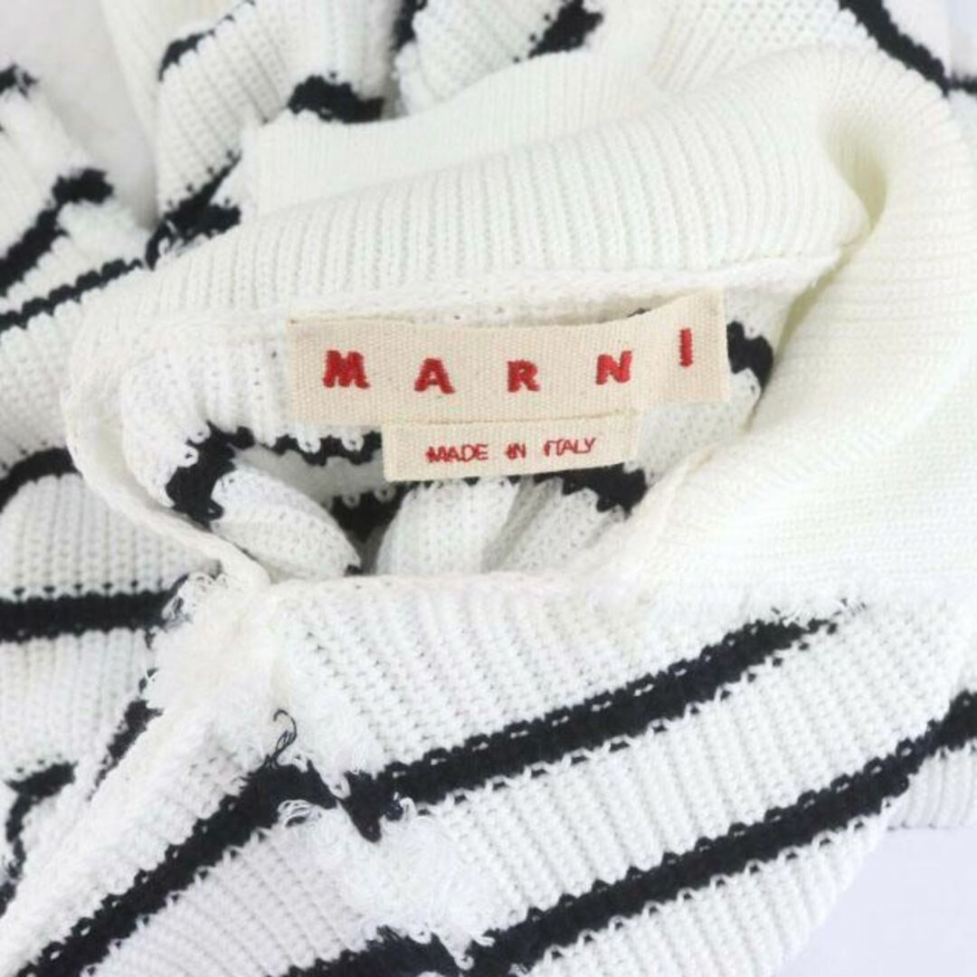 Marni(マルニ)のマルニ コットンプルオーバーニット セーター 長袖 ボーダー 38 S 白 黒 レディースのトップス(ニット/セーター)の商品写真