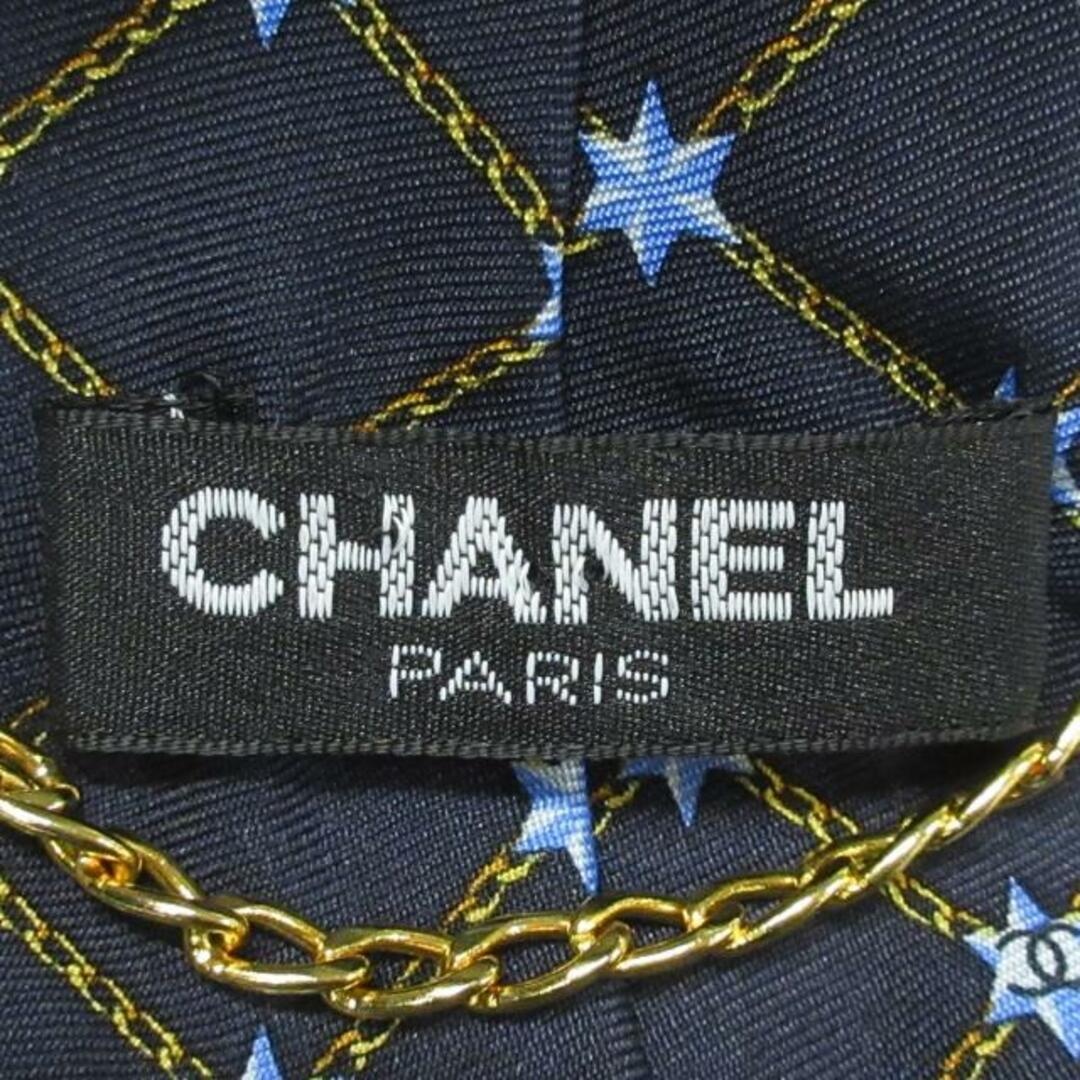 CHANEL(シャネル)のCHANEL(シャネル) ネクタイ メンズ ダークネイビー×ゴールド×ライトブルー スター/ネーム刺繍 メンズのファッション小物(ネクタイ)の商品写真